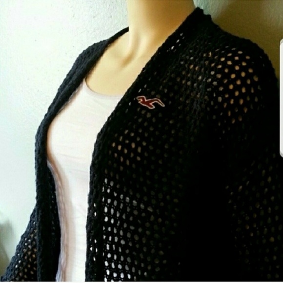 NWT Hollister Navy Open Stitched Cardigan - Picture 2 of 4